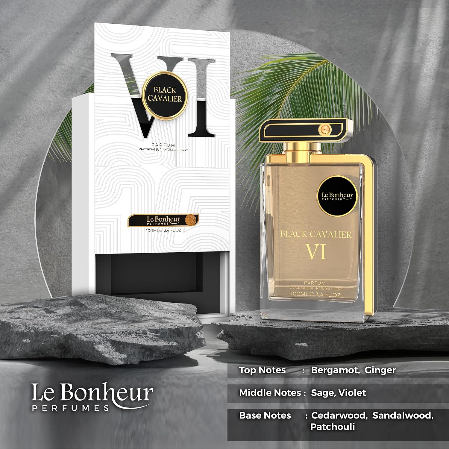 Le Bonheur Black Cavalier VI Eau de Parfum for Unisex 100ml