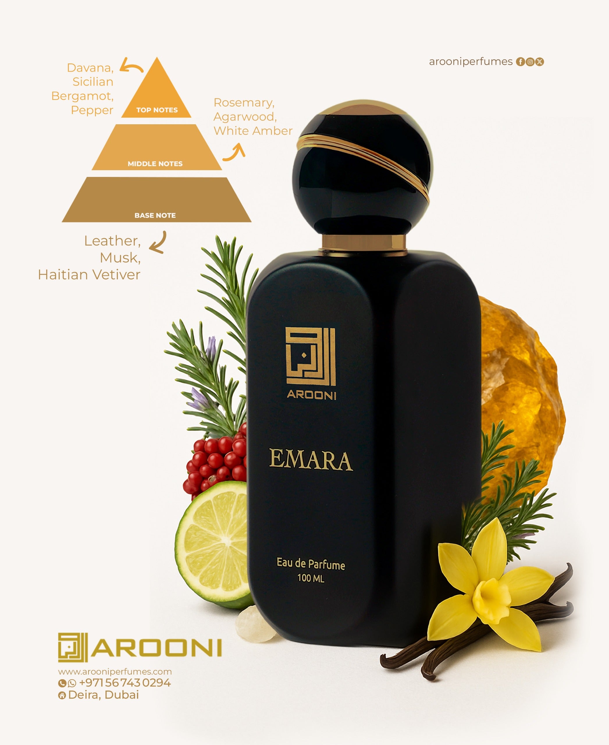 Arooni Emara EDP For Men 100ml | Woody Oud Fragrance
