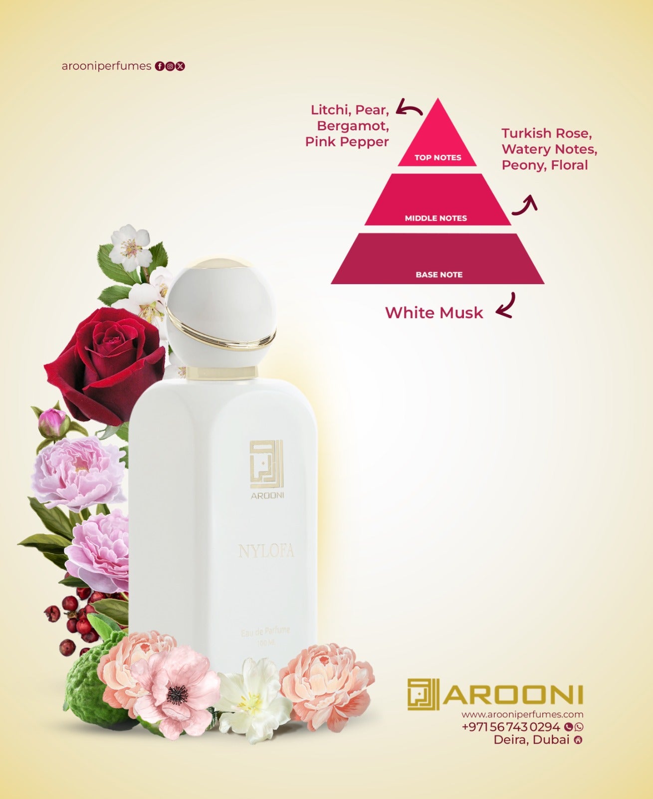 Arooni Nylofa Edp 100ml | Unisex Perfume | Floral Powdery Fragrance